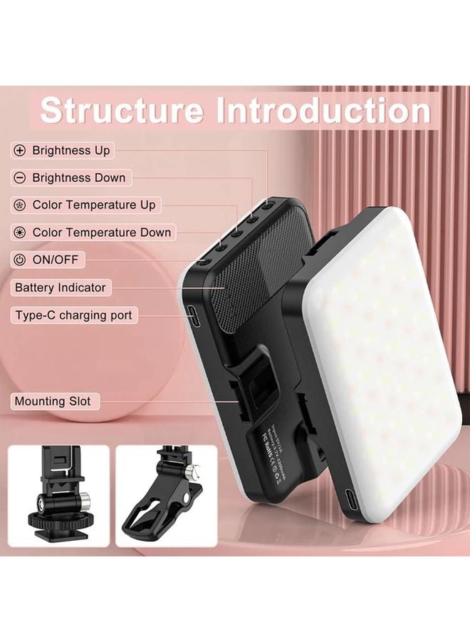 ضوء سيلفي أسود قابل للشحن عبر USB مع 3 أوضاع وإضاءة LED لهاتف الكاميرا والكمبيوتر المحمول - Image 4